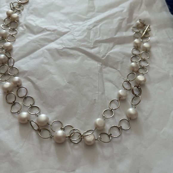 Vintage Graduated Gray Pearl Necklace with 14K Gold Clasp  Chic Pearl and Silver Necklace double strand approx 16\
